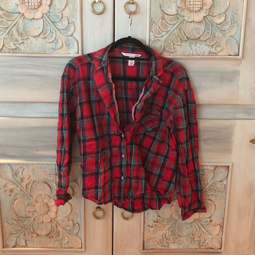 Victoria’s Secret Red Plaid Pajama Shirt